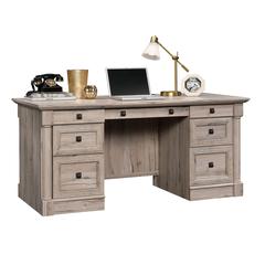 Palladia Executive Desk, Split Oak finish