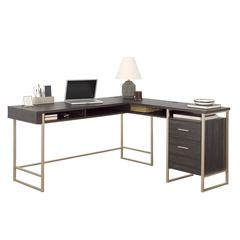Walter Heights L Desk, Blade Walnut finish