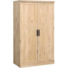 Brown Engineered Wood Storage Cabinet with Doors and Shelves for Home Use