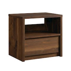 Nightstand with Walnut Finish and Mid-Century Modern Design