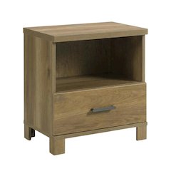 Wooden Nightstand in Timber Oak Finish with Rustic and Modern Farmhouse Style