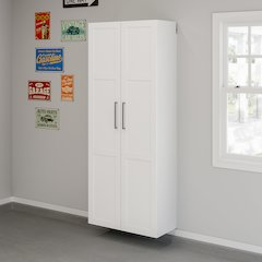 GarageCore 83" Shallow Cabinet & Door Bundle, White Finish