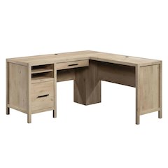 Modern Oak Finish L-Shaped Desk, Spacious Working Surface, Coastal Cottage Style