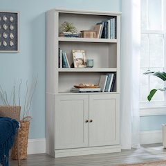 5-Shelf/Book Shelf 2-Door Bookcase, Glacier Oak Finish