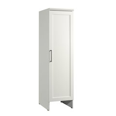 Kitchen Pantry Storage Cabinet, Single Door, Adjustable Shelves, in Soft White