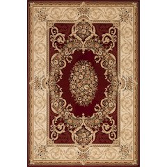 Aubusson 01 Traditional Medallion Area Rug –Burgundy/ Beige