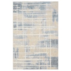 Babylon 01 Abstract Grid Area Rug - Blue & Beige