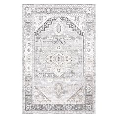 Bowman 07 Vintage Traditional Medallion Area Rug -  Gray, Ivory & Beige