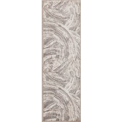 Artemis 02 Abstract Swirl Runner Rug – Ivory / Taupe