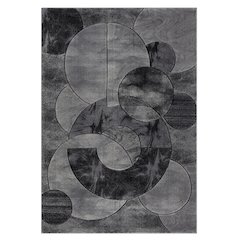 Alexia 03 Circular Abstract Area Rug – Charcoal & Gray