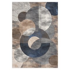 Alexia 02 Circular Abstract Area Rug – Beige, Navy & Gray