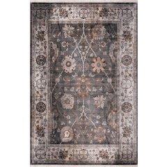 Ana 12 Distressed Floral Area Rug – Brown / Gray