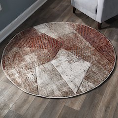 Alexia 05 Abstract Area Rug – Rust, Beige & Cream