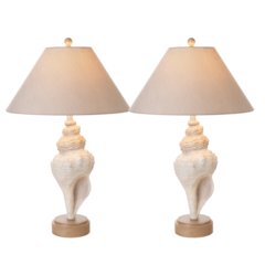 Conch - 30" Seashell Coastal Table Lamp - Set of 2 - Natural
