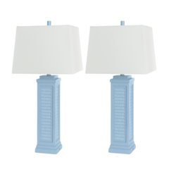 Shutter 32" Blue Polyresin  Coastal Table Lamp w/USB, (Set of 2)