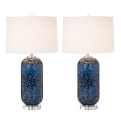 Tootsie 30" Blue Glass Table Lamp w/ Crystal Base, (Set of 2)