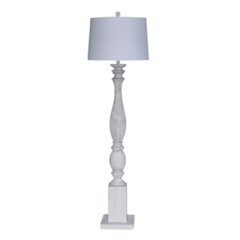 Elmwood - 63" Distressed White Polyresin Floor Lamp - Distressed White Finish