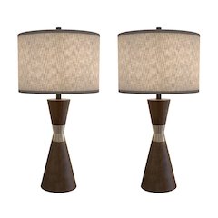 Hourglass - 30.5" Resin and Metal Table Lamp - Set of Two - Brown, Gold Finish