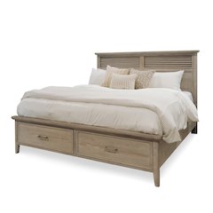 Cape May Queen Storage Bed Solid Wood Coastal Charm Glazed Driftwood Finish