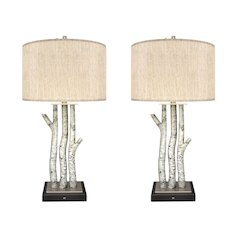 Birchwood Coastal Trio, 29.5" Whitewash Table Lamps (Set of 2, Coastal Style)