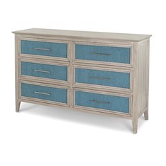 Ocean Isles 6 Drawer Woven Dresser Ocean Blue and Aged Ivory Finish