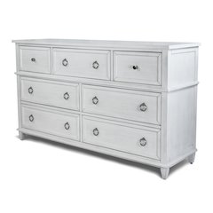 Point Breeze 7 Drawer Dresser Fresh White Finish with Soft Grey Glaze