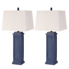 Shutter 32" Navy Blue Shutter Lamp / USB, (Set of 2)