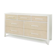 Miramar 7 Drawer Woven Dresser Sand and Stark White Finish