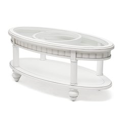 Monaco - Oval Coffee Table - Palms Insert - Blanc Finish