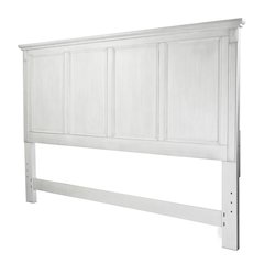 Point Breeze Queen Headboard Fresh White Finish with Soft Grey Glaze