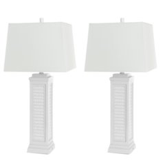 Shutter - 32" Table Lamp with USB - Set of 2 - White Finish