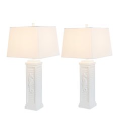 Sea Horse Shutter - 32" Shutter Lamp with USB - Set of 2 - White Finish