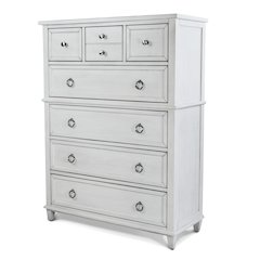 Point Breeze - 7 Drawer Chest - Fresh White with Soft Grey Glaze Finish
