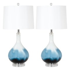 Ombre 28" Blue Tone Glass Table Lamp, (Set of 2)
