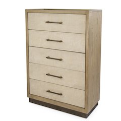Rio Vista Woven 5 Drawer Chest. Muted Earth Tones and Clay Finish