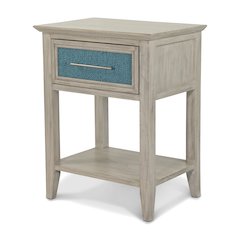 Ocean Isles - 1 Drawer Woven Nightstand with Power Strip and USB-A Port - Ocean