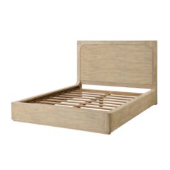 Heartford Queen Platform Bed Stylish Weathered Tan Natural Finish