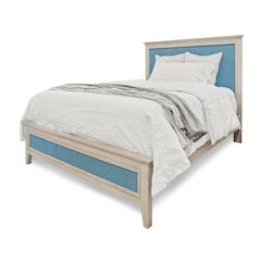 Ocean Isles King Woven Bed Ocean Blue and Aged Ivory Finish