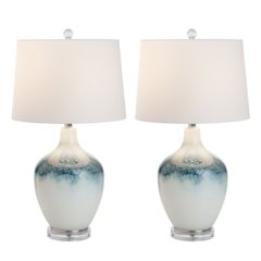 Coast - 28.5" Blue and White Glass Table Lamp - Set of 2 - Blue, White Finish