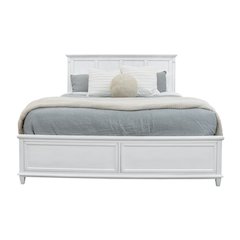 Point Breeze Queen Bed Fresh White Finish with Soft Grey Glaze
