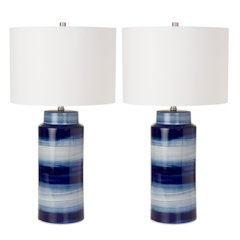 Felicity - 30" Navy Ceramic Table Lamp - Set of 2 - Navy, Blue, White Finish