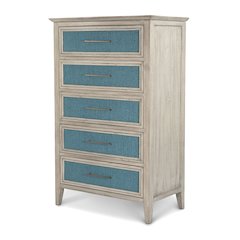 Ocean Isles - 5 Drawer Woven Chest - Ocean Blue and Aged Ivory Finish