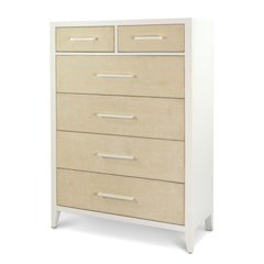 Miramar 6 Drawer Woven Chest Sand and Stark White Finish
