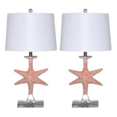 Patrick 28" Orange Starfish/Crystal Base, (Set of 2)