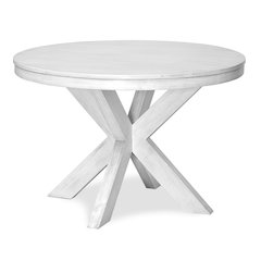 Surfside 45" Round Dining Table  X Shaped Base Weathered White Finish