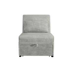Upholstered Wide Welt Corduroy Convertible Chair in Ash