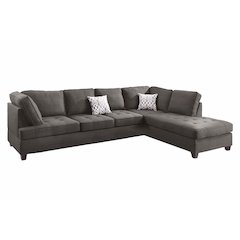 Poundex 2 Piece Fabric Sectional Set in Ash Black, 117" W x 86" D x 37" H, Package Weight 106