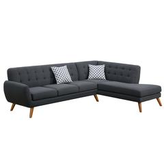 Poundex 2 Piece Fabric Sectional Set in Ash Black, 111" W x 80" D x 33" H, Package Weight 97