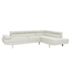 Poundex 2 Piece Faux Leather Sectional Set in White, 105" W x 77" D x 29" ~ 33" H, Package Weight 98