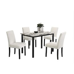 Wool Upholstered 5-Pcs Dining Set White